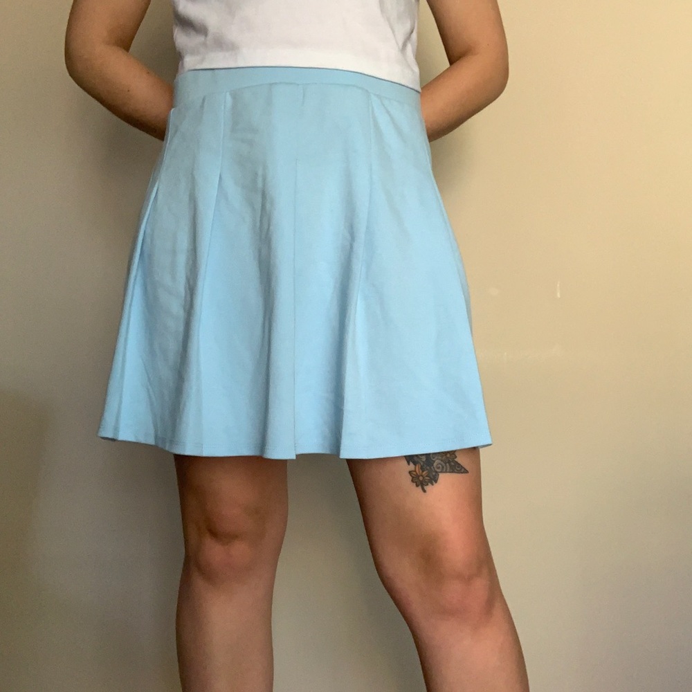 Baby blue pleated modern skirt
